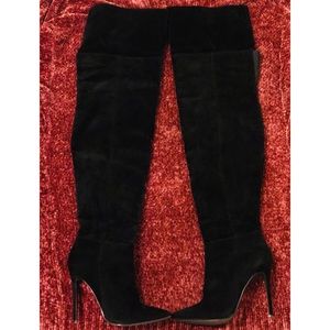 Black Suede Thigh High Boots